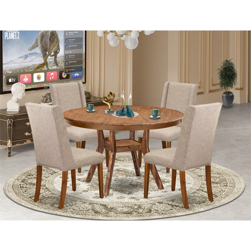 East West Furniture Ferris 5-Piece Dining Table Set in Walnut Finish