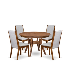 East West Furniture Ferris 5-Piece Dining Room Set in Walnut Finish