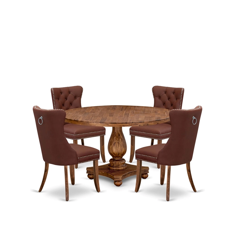 East West Furniture Irving 5-Piece Dining Table Set in Walnut Finish