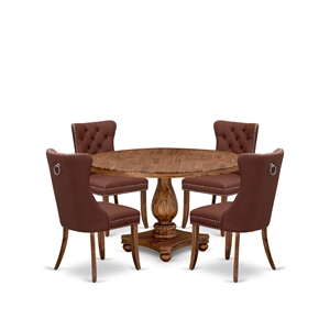 East West Furniture Irving 5-Piece Dining Table Set in Walnut Finish