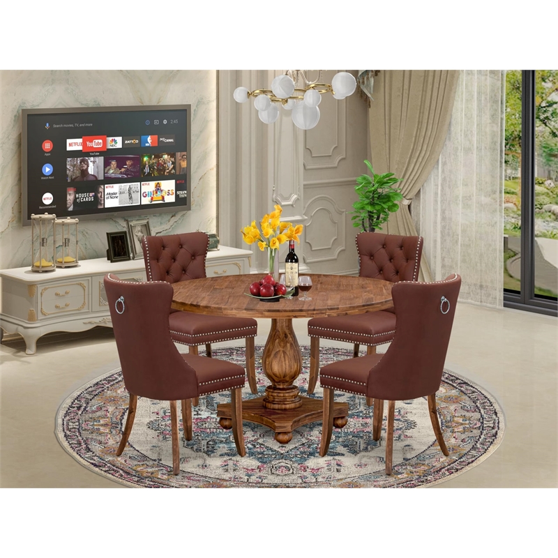 East West Furniture Irving 5-Piece Dining Table Set in Walnut Finish
