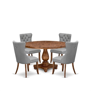 East West Furniture Irving 5-Piece Dining Table Set in Walnut Finish