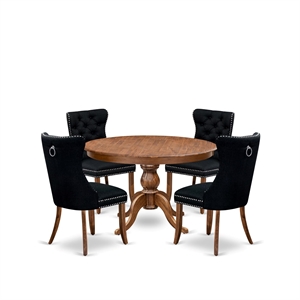 East West Furniture Ferris 5-Piece Mid Century Kitchen Set in Walnut Finish