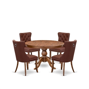East West Furniture Ferris 5-Piece Mid Century Dining Set in Walnut Finish