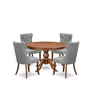 East West Furniture Ferris 5-Piece Mid Century Dining Set in Walnut Finish