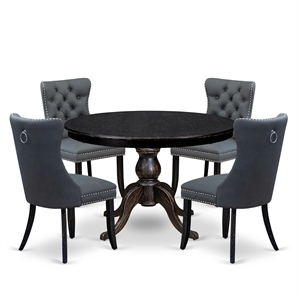 East West Furniture Ferris 5-Piece Kitchen Dining Set in Black Finish