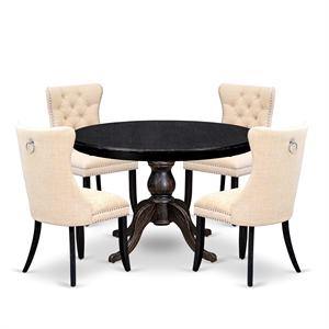 East West Furniture Ferris 5-Piece Kitchen Dining Set in Black Finish
