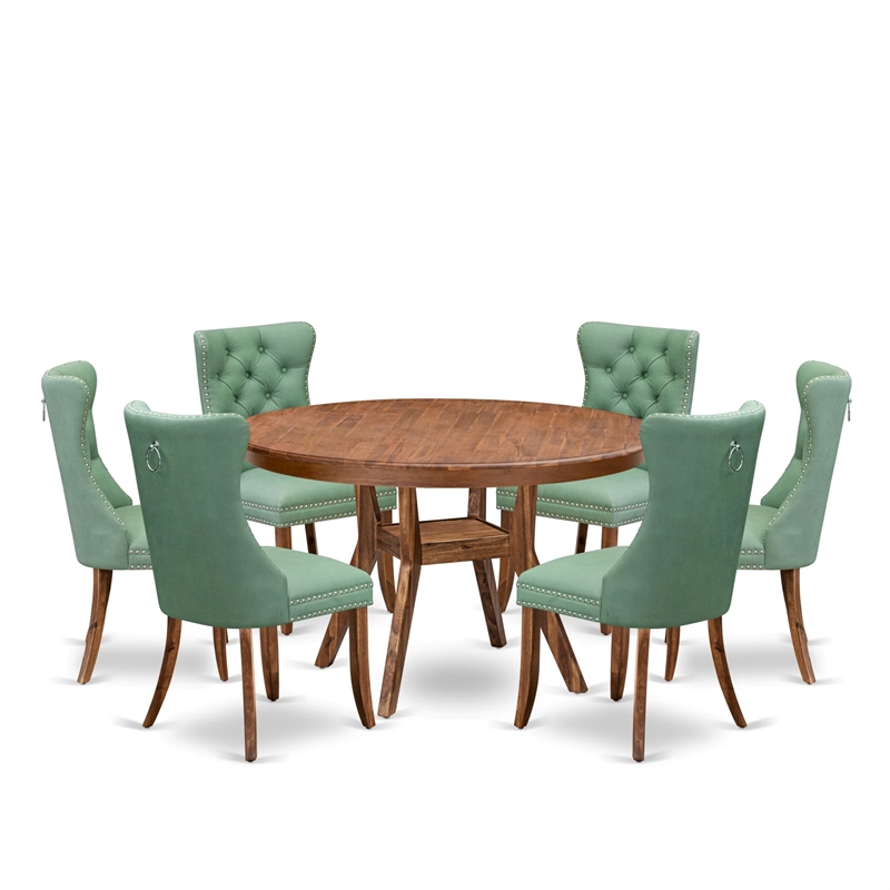 East West Furniture Ferris 7-Piece Kitchen Table Set in Walnut Finish
