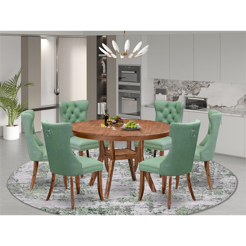 East West Furniture Ferris 7-Piece Kitchen Table Set in Walnut Finish