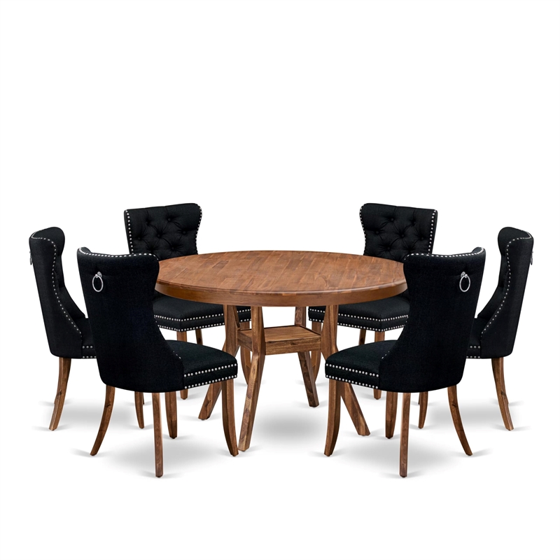 East West Furniture Ferris 7-Piece Kitchen Table Set in Walnut Finish