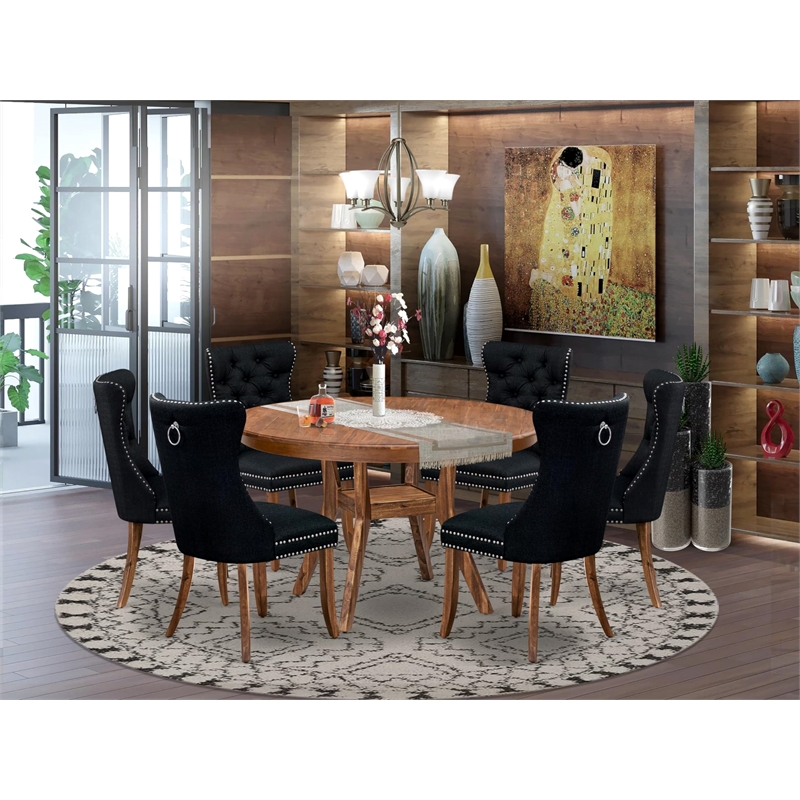 East West Furniture Ferris 7-Piece Kitchen Table Set in Walnut Finish