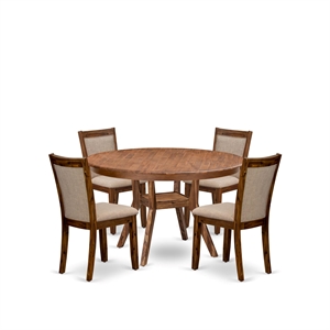 East West Furniture Ferris 5-Piece Dining Table Set in Walnut Finish