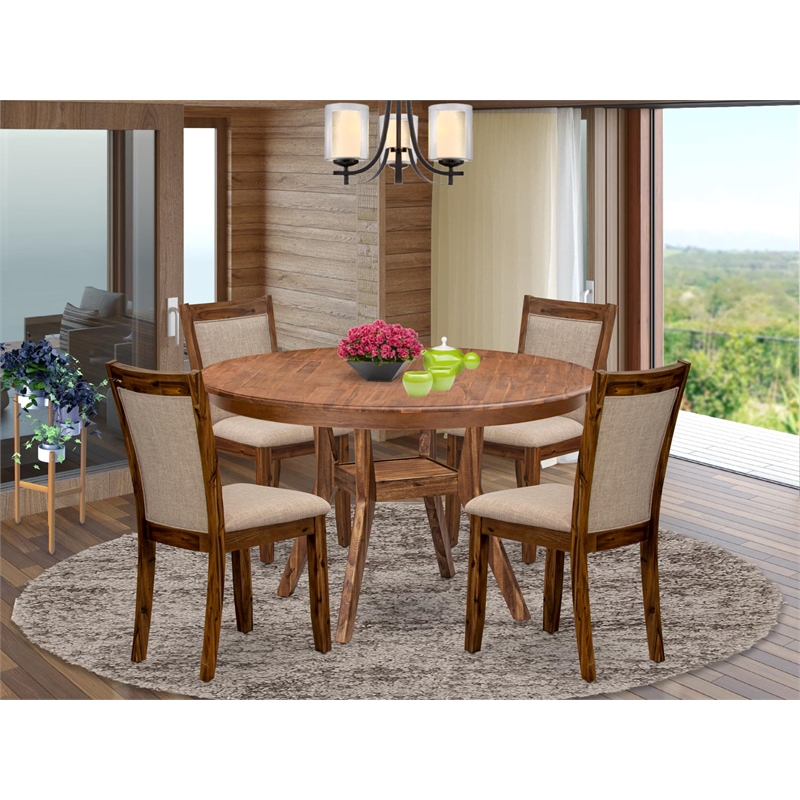 East West Furniture Ferris 5-Piece Dining Table Set in Walnut Finish