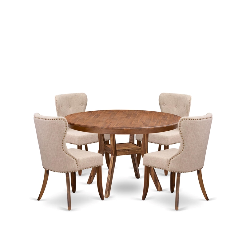 East West Furniture Ferris 5-Piece Dining Table Set in Walnut Finish