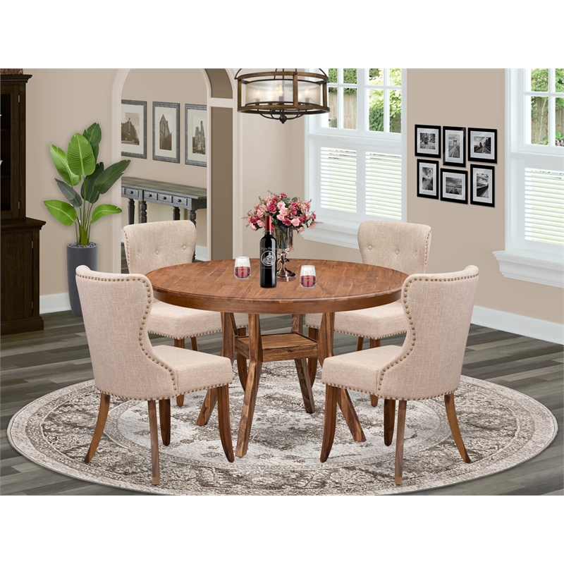 East West Furniture Ferris 5-Piece Dining Table Set in Walnut Finish