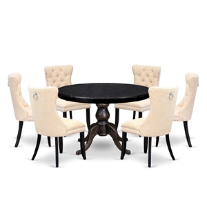 East West Furniture Ferris 7-Piece Kitchen Table Set in Black Finish