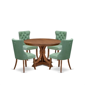 East West Furniture Ferris 5-Piece Dining Room Set in Walnut Finish