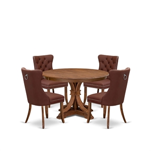 East West Furniture Ferris 5-Piece Mid Century Modern Dining Set in Walnut