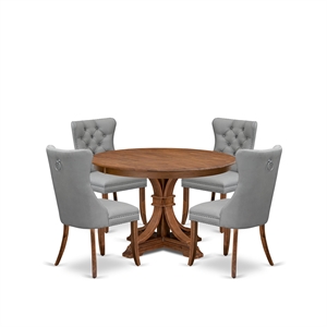 East West Furniture Ferris 5-Piece Mid Century Modern Dining Set in Walnut