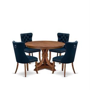 East West Furniture Ferris 5-Piece Dining Room Set in Walnut Finish