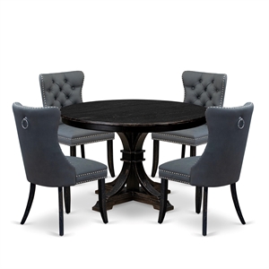 East West Furniture Ferris 5-Piece Kitchen Dining Set in Black Finish