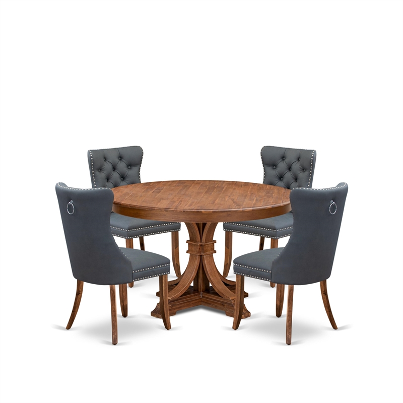 East West Furniture Ferris 5-Piece Mid-Century Dining Table Set in Walnut Finish