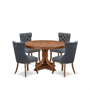 East West Furniture Ferris 5-Piece Mid-Century Dining Table Set in Walnut Finish