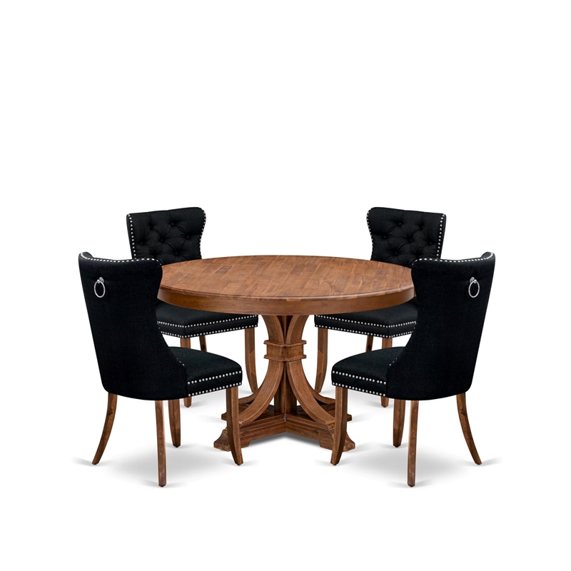 East West Furniture Ferris 5-Piece Kitchen Dining Set in Walnut Finish