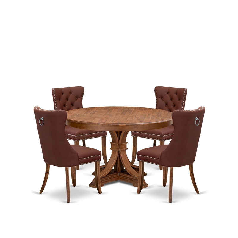 East West Furniture Ferris 5-Piece Dining Room Set in Walnut Finish