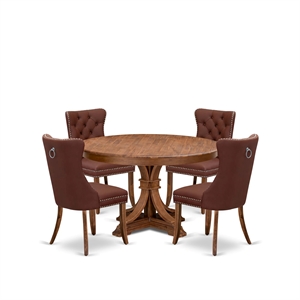 East West Furniture Ferris 5-Piece Dining Room Set in Walnut Finish
