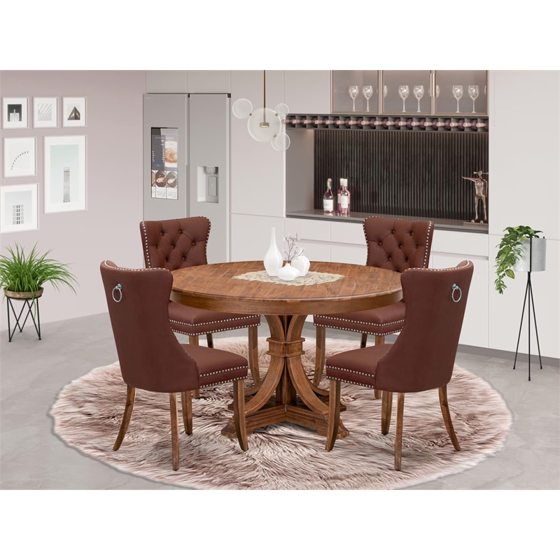 East West Furniture Ferris 5-Piece Dining Room Set in Walnut Finish