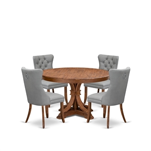 East West Furniture Ferris 5-Piece Dining Room Set in Walnut Finish
