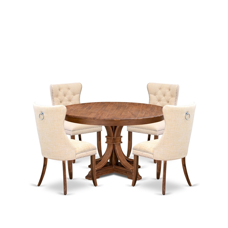 East West Furniture Ferris 5-Piece Modern Dining Set in Walnut Finish