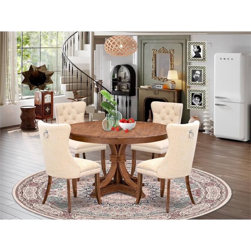 East West Furniture Ferris 5-Piece Modern Dining Set in Walnut Finish
