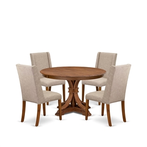 East West Furniture Ferris 5-Piece Modern Dining Set in Walnut Finish