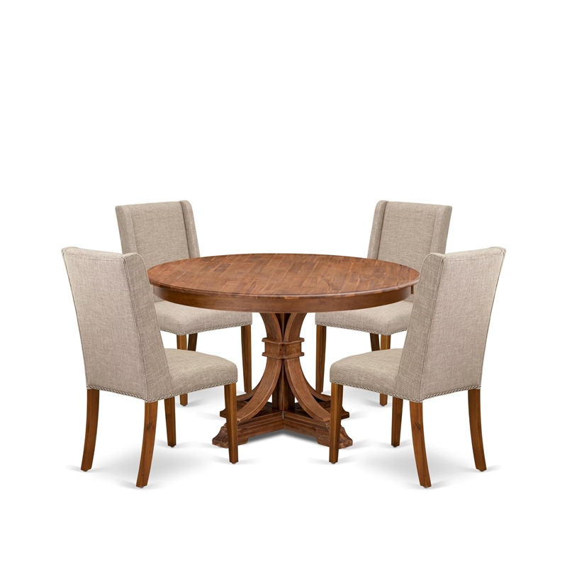 East West Furniture Ferris 5-Piece Kitchen Dining Set in Walnut Finish