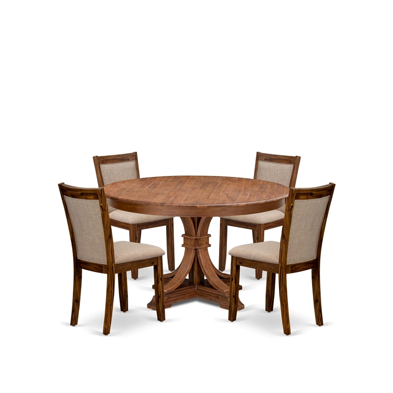East West Furniture Ferris 5-Piece Kitchen Dining Set in Walnut Finish