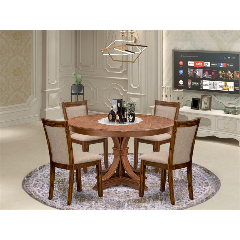East West Furniture Ferris 5-Piece Kitchen Dining Set in Walnut Finish