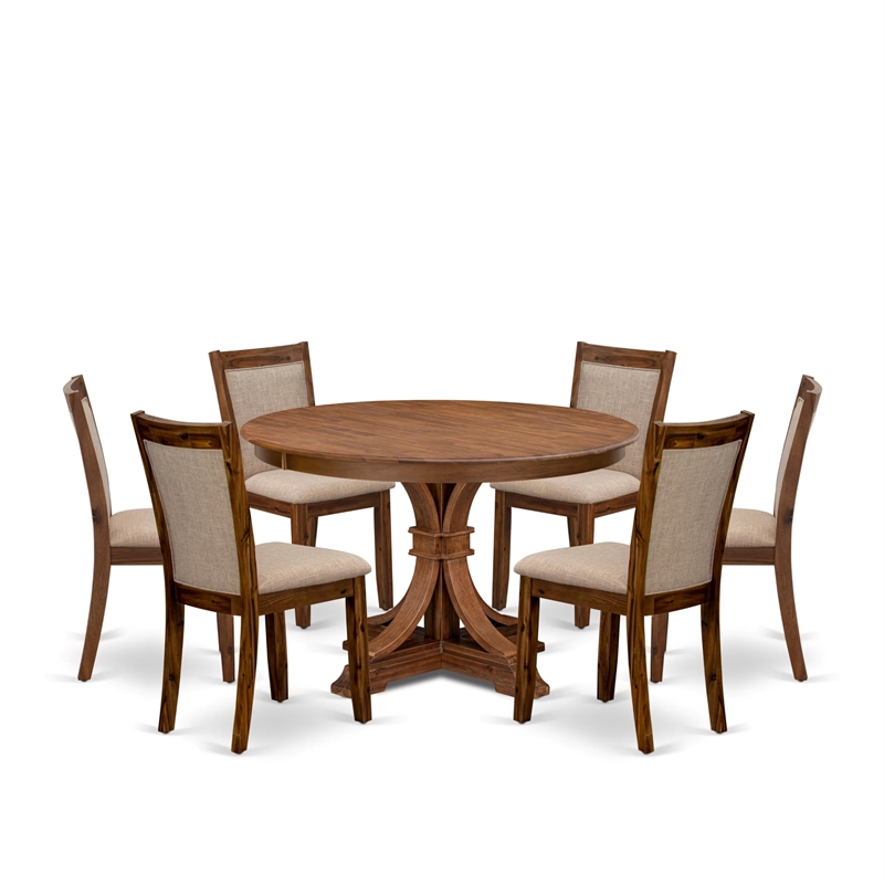 East West Furniture Ferris 7-Piece Kitchen Table Set in Walnut Finish