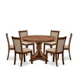 East West Furniture Ferris 7-Piece Kitchen Table Set in Walnut Finish
