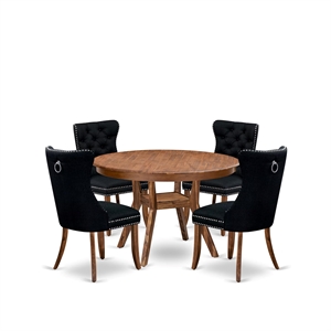 East West Furniture Ferris 5-Piece Dining Table Set in Walnut Finish