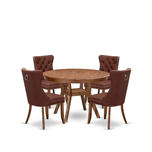 East West Furniture Ferris 5-Piece Dining Room Table Set in Walnut Finish