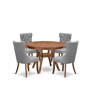 East West Furniture Ferris 5-Piece Dining Room Table Set in Walnut Finish