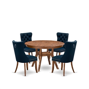 East West Furniture Ferris 5-Piece Mid Centuyr Kitchen Set in Walnut Finish