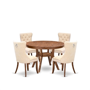 East West Furniture Ferris 5-Piece Dining Room Set in Walnut Finish