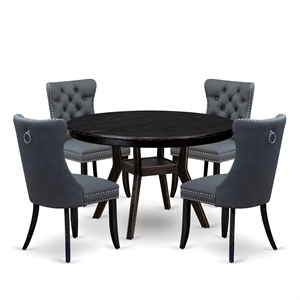East West Furniture Ferris 5-Piece Dining Table Set in Black Finish