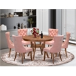 East West Furniture Ferris 7-Piece Kitchen Table Set in Walnut Finish