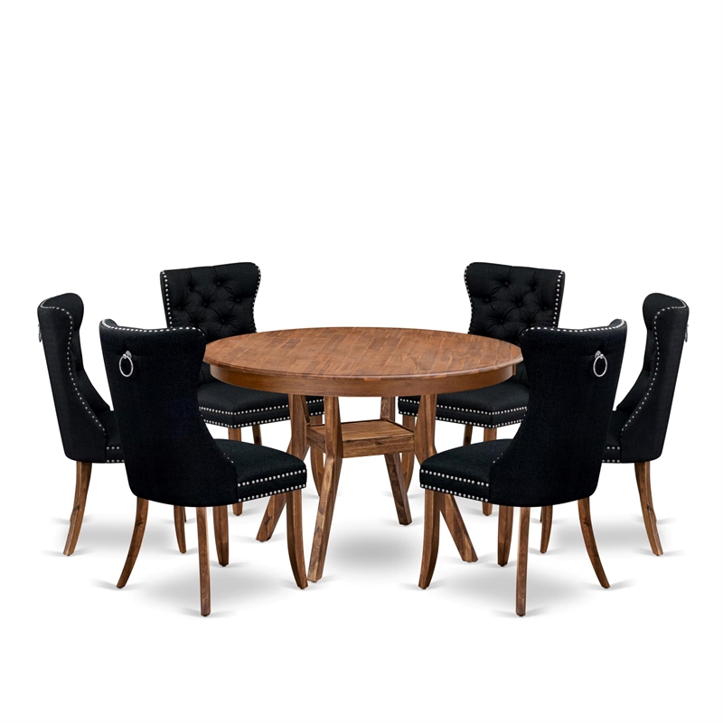 East West Furniture Ferris 7-Piece Kitchen Table Set in Walnut Finish