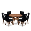 East West Furniture Ferris 7-Piece Kitchen Table Set in Walnut Finish