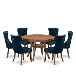 East West Furniture Ferris 7-Piece Dining Table Set in Walnut Finish